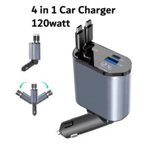 4-in-1 Retractable Fast Car Phone Charger Station (120 W)