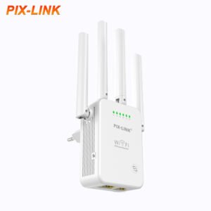 PIX-LINK N300 WiFi Repeater – 300 Mbps Signal Booster with 4 Antennas