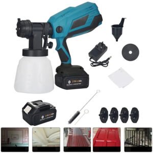 Cordless 21 V Paint Sprayer With Dual Batteries & 5 Nozzles