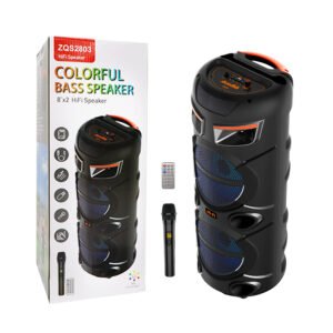 ZQS2803 Dual 8‑Inch Portable Bluetooth Party Speaker with RGB Lights & Mic