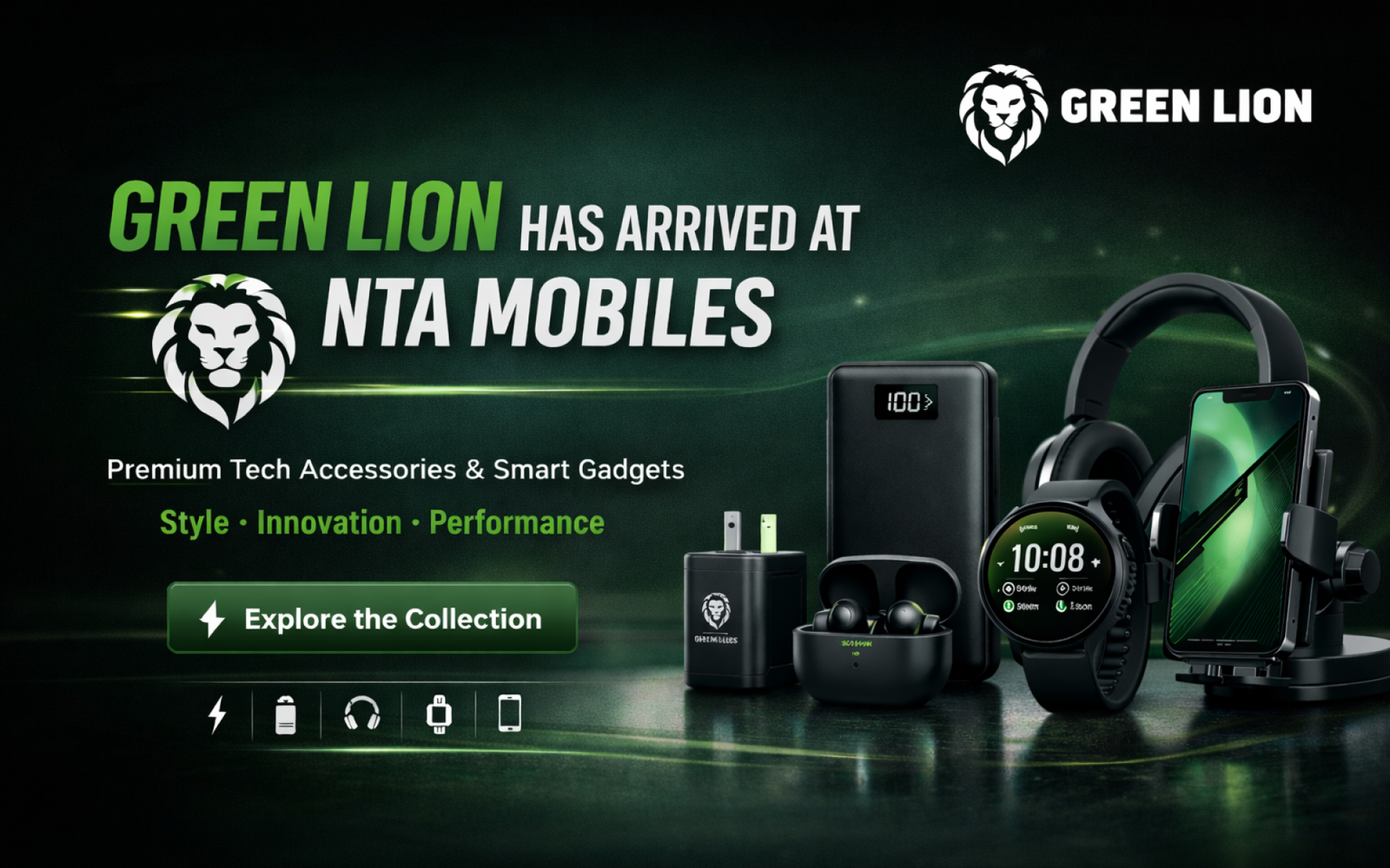 mobile green lion banner